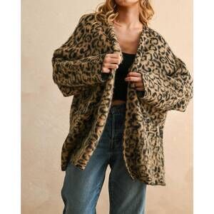 NEW MIOU MUSE fuzzy oversized cardigan in leopard